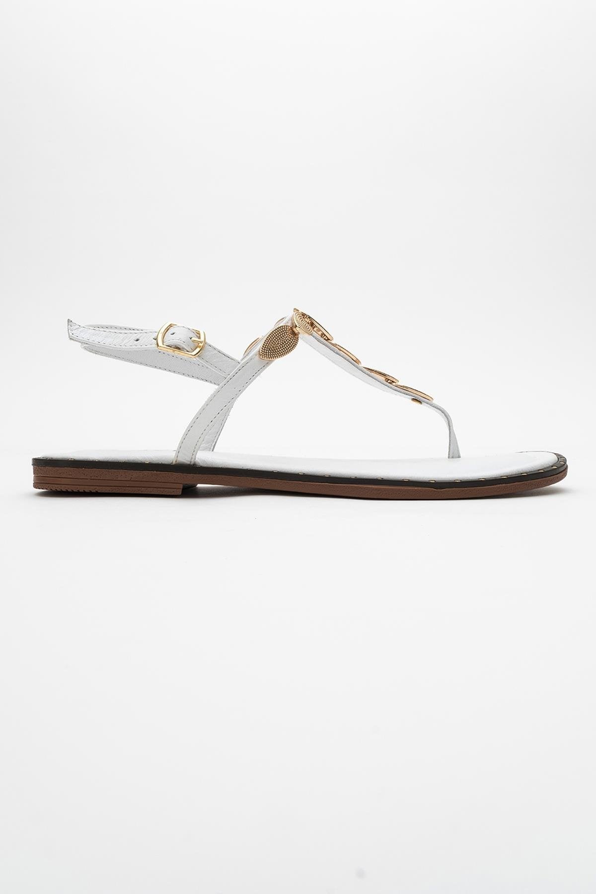 Marea - White Leather Flat Sandal (Women)