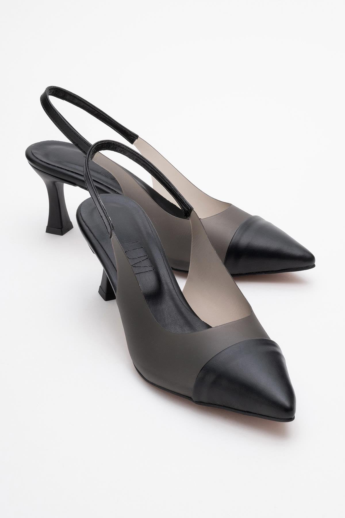 Moore - Black Transparent Open Back Pointed Toe Pump (Women)