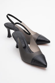 Moore - Black Transparent Open Back Pointed Toe Pump (Women)