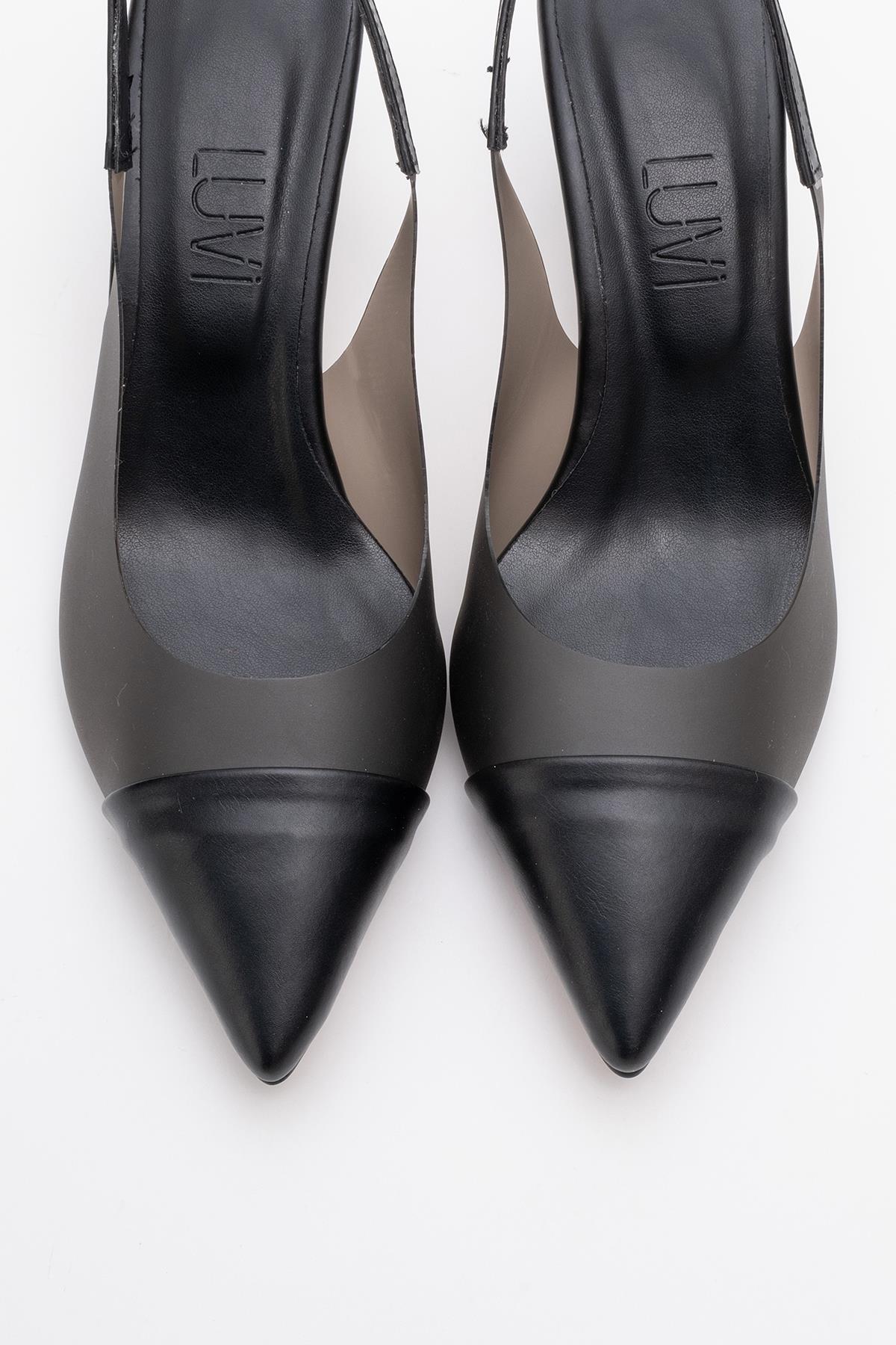 Moore - Black Transparent Open Back Pointed Toe Pump (Women)