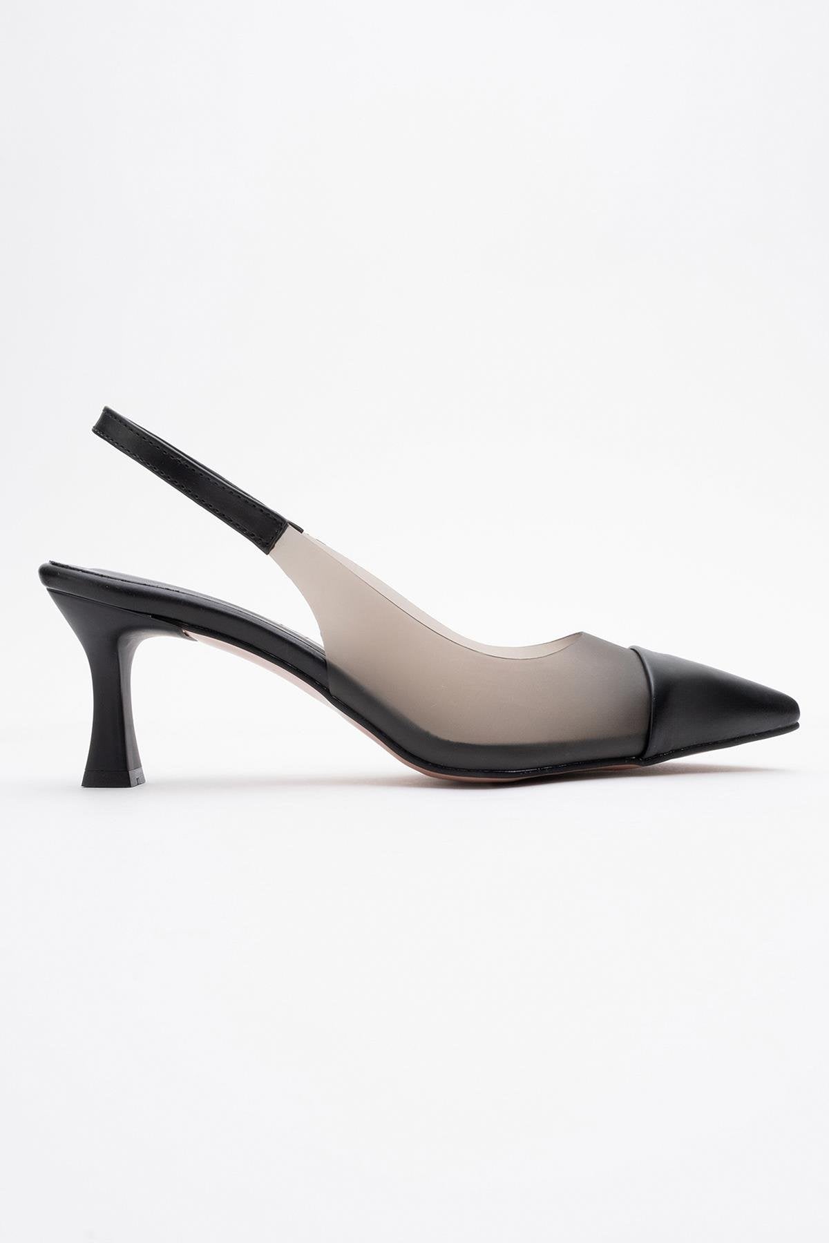 Moore - Black Transparent Open Back Pointed Toe Pump (Women)