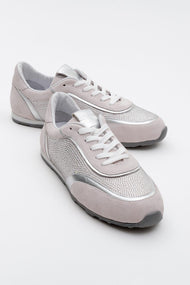 Bonia - Powder Pink Suede Rhinestone Leather Sneakers (Women)