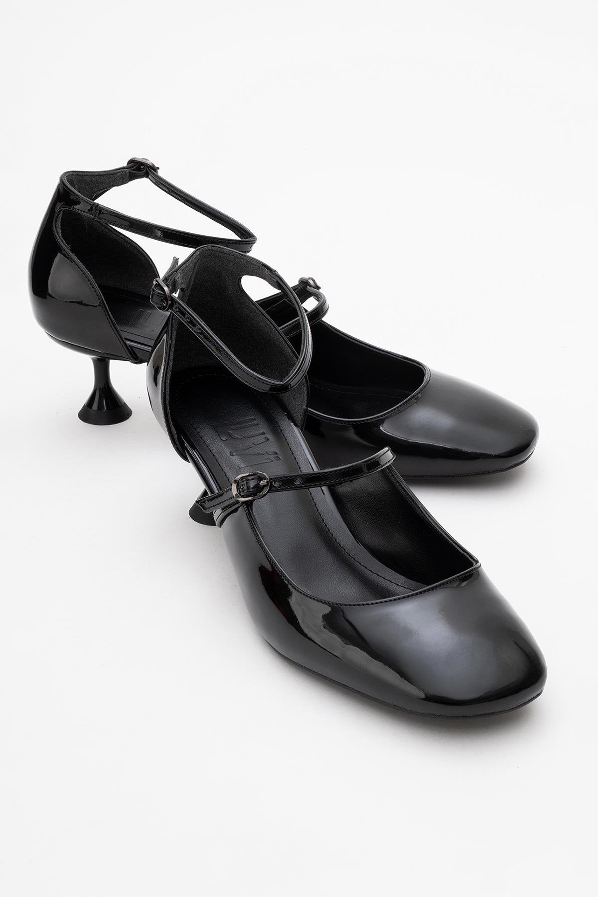 Emly - Black Square Toe Low Heel Shoe (Women)