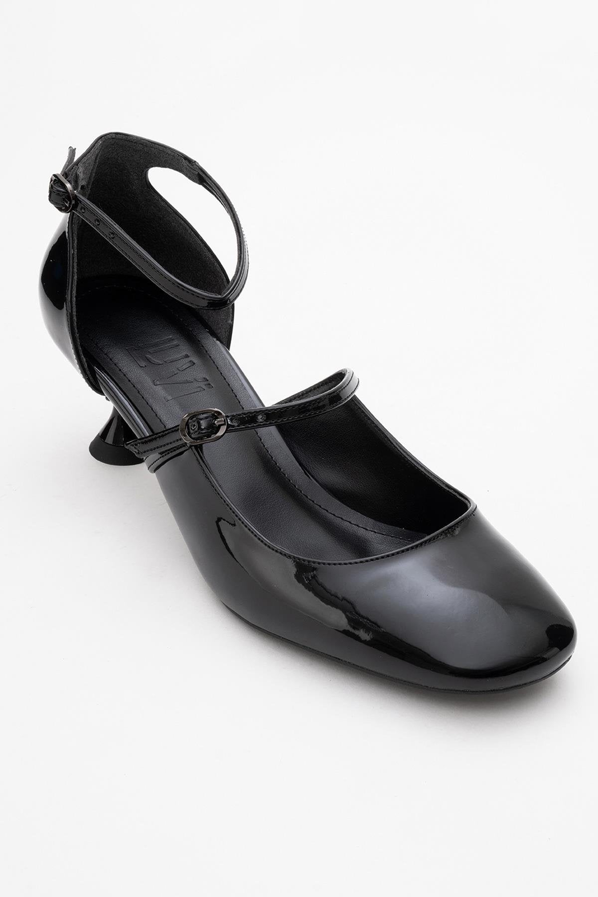 Emly - Black Square Toe Low Heel Shoe (Women)