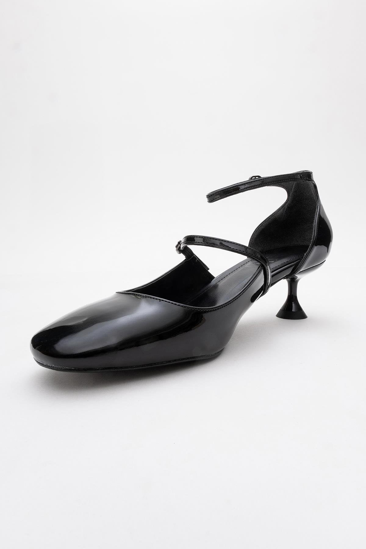 Emly - Black Square Toe Low Heel Shoe (Women)