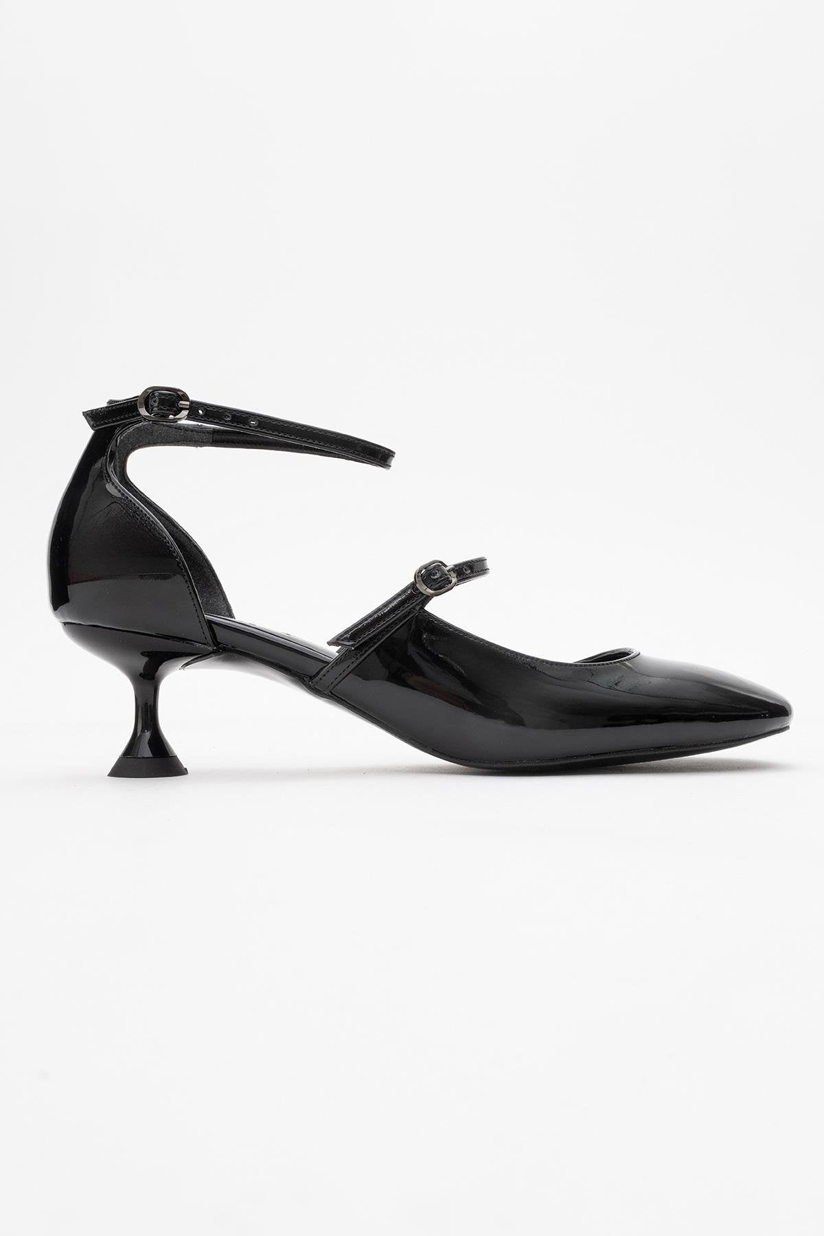 Emly - Black Square Toe Low Heel Shoe (Women)
