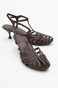 Felip - Brown Strappy Low Heel Sandal (Women)