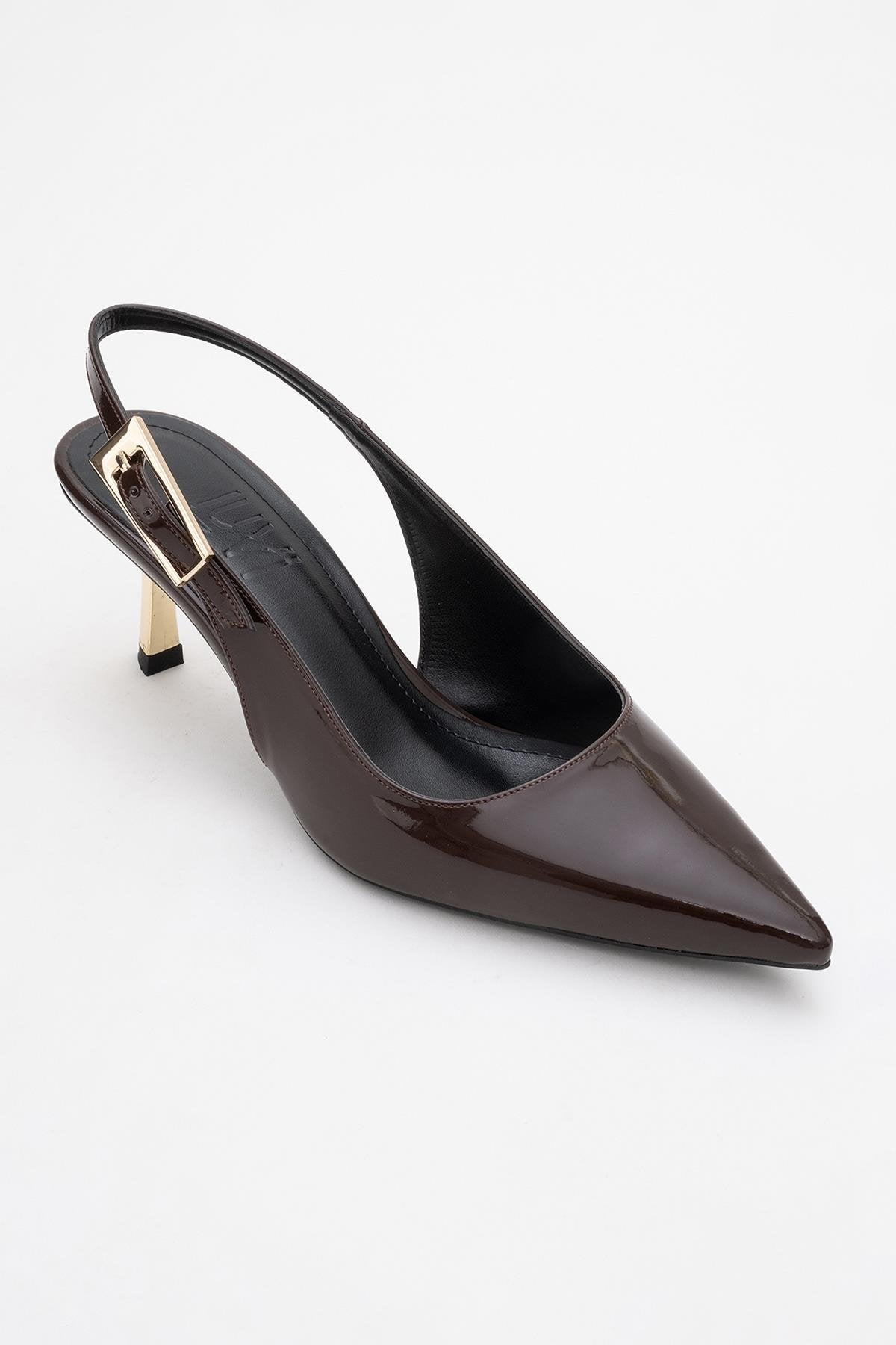 Arty - Brown Patent Pointed Toe Slingback Stiletto (Women)