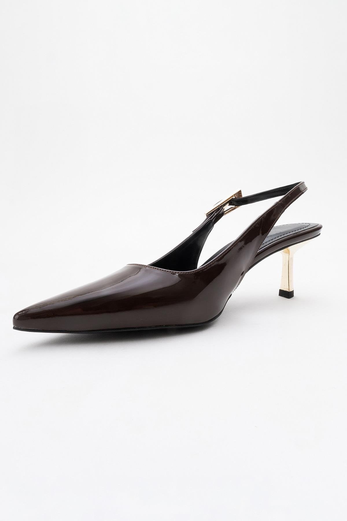 Arty - Brown Patent Pointed Toe Slingback Stiletto (Women)