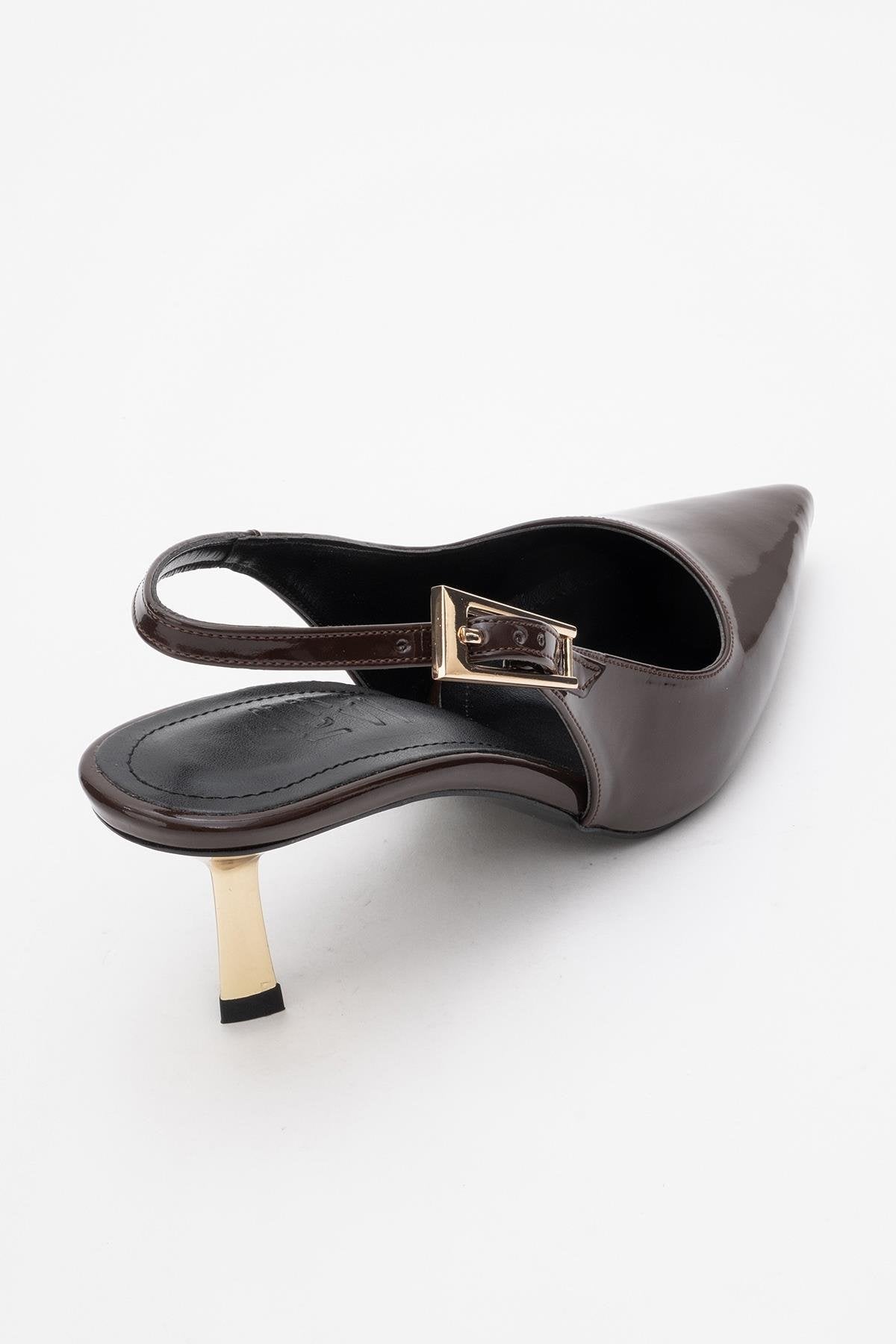 Arty - Brown Patent Pointed Toe Slingback Stiletto (Women)