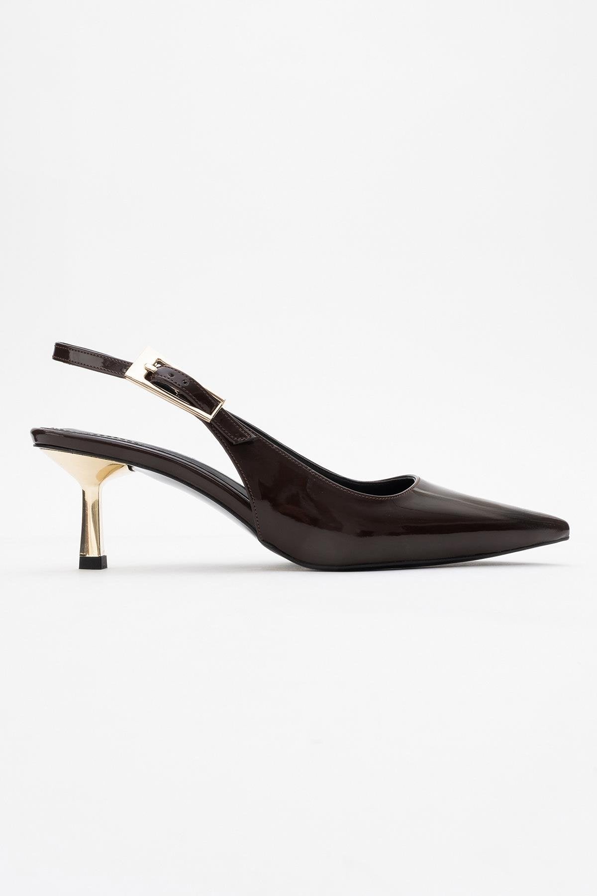 Arty - Brown Patent Pointed Toe Slingback Stiletto (Women)