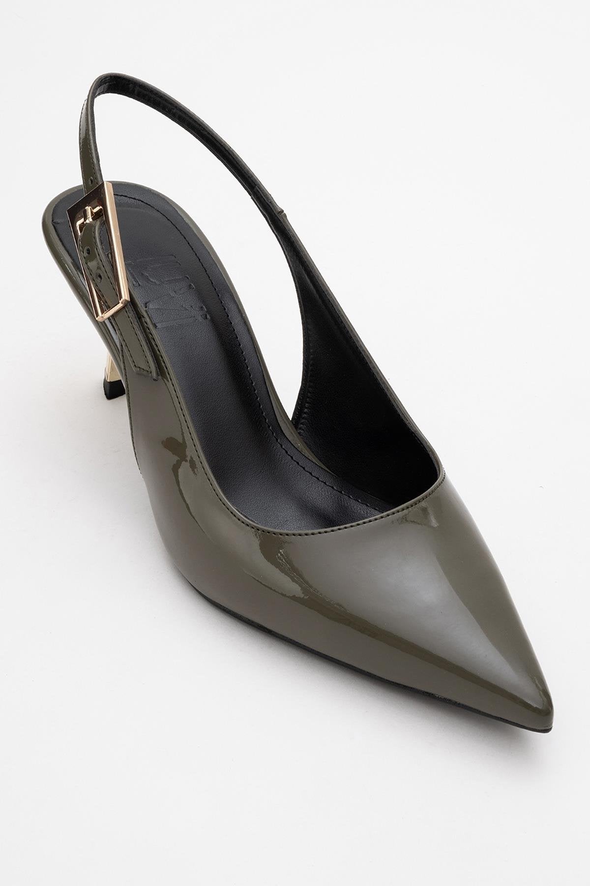 Arty - Olive Patent Pointed Toe Slingback Stiletto (Women)