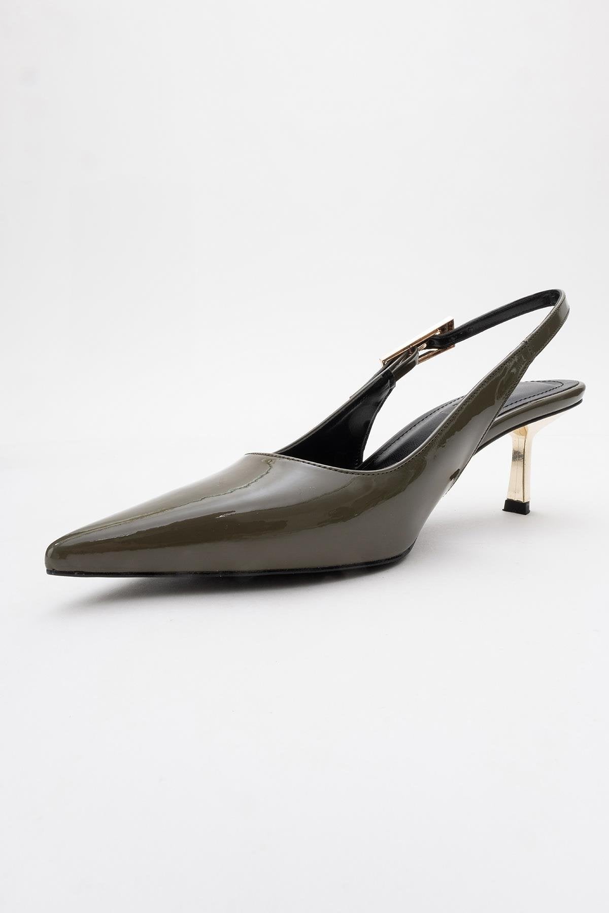 Arty - Olive Patent Pointed Toe Slingback Stiletto (Women)