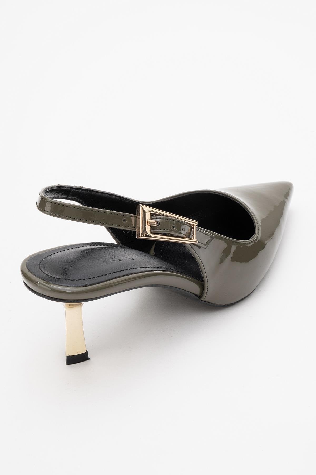 Arty - Olive Patent Pointed Toe Slingback Stiletto (Women)