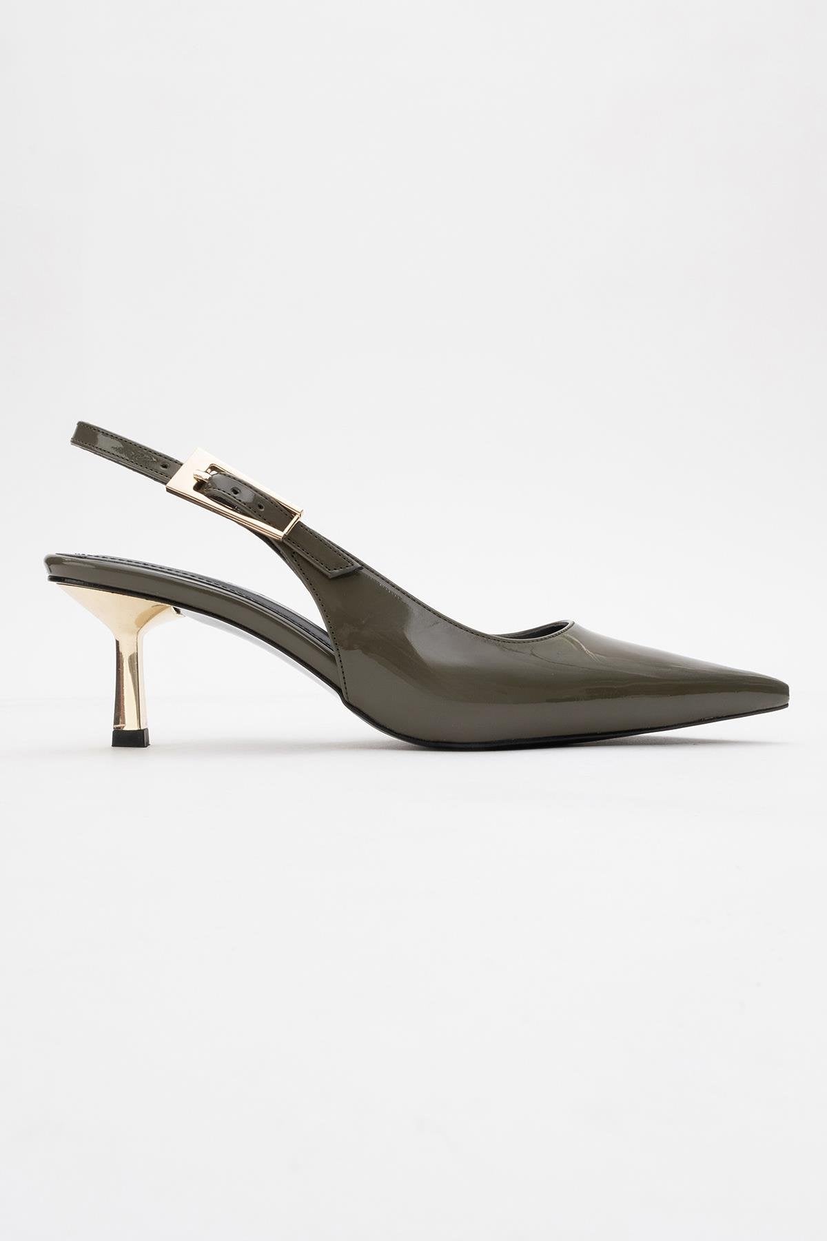 Arty - Olive Patent Pointed Toe Slingback Stiletto (Women)