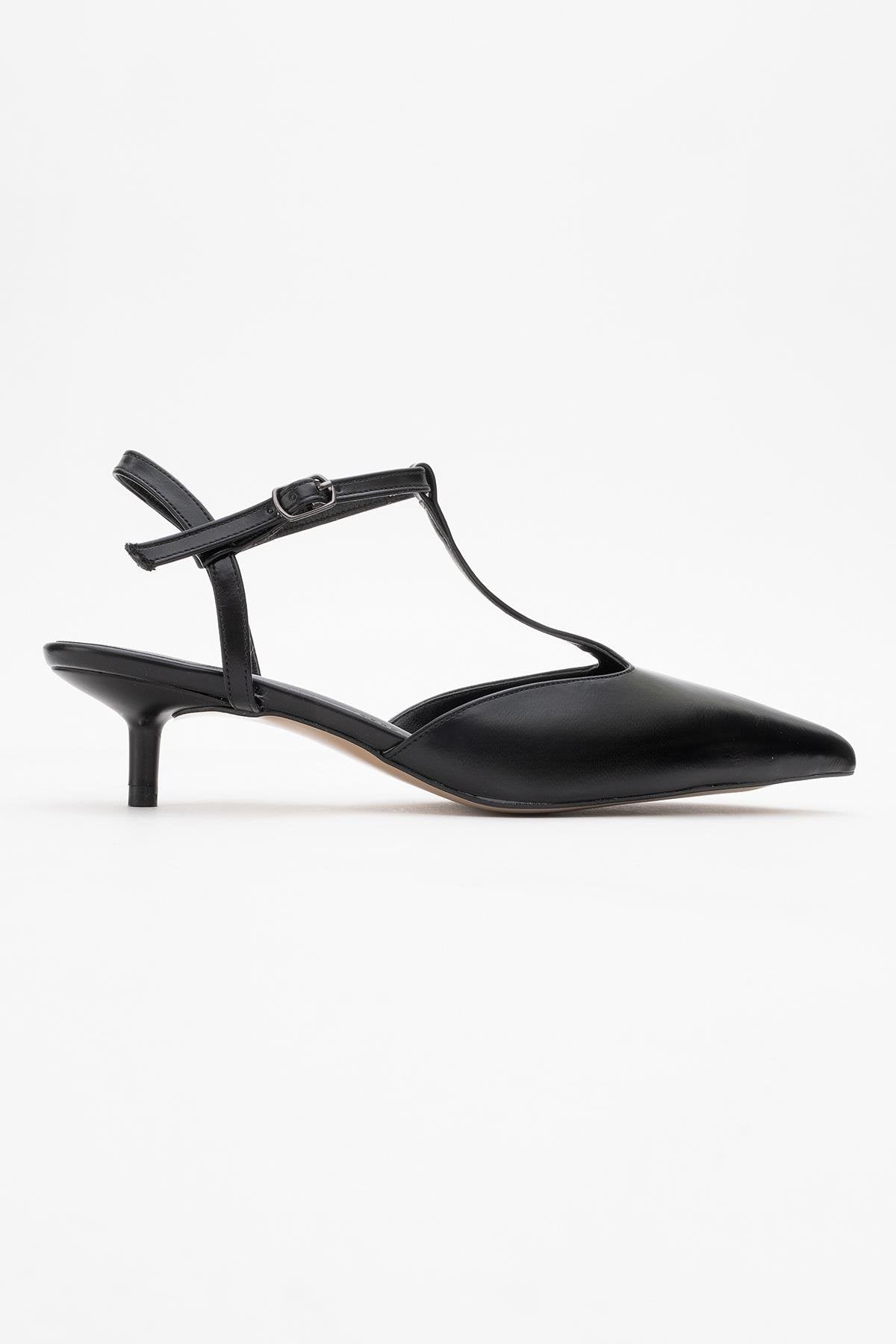 Asher - Black Pointed Toe Open Back Low Heel Shoe (Women)