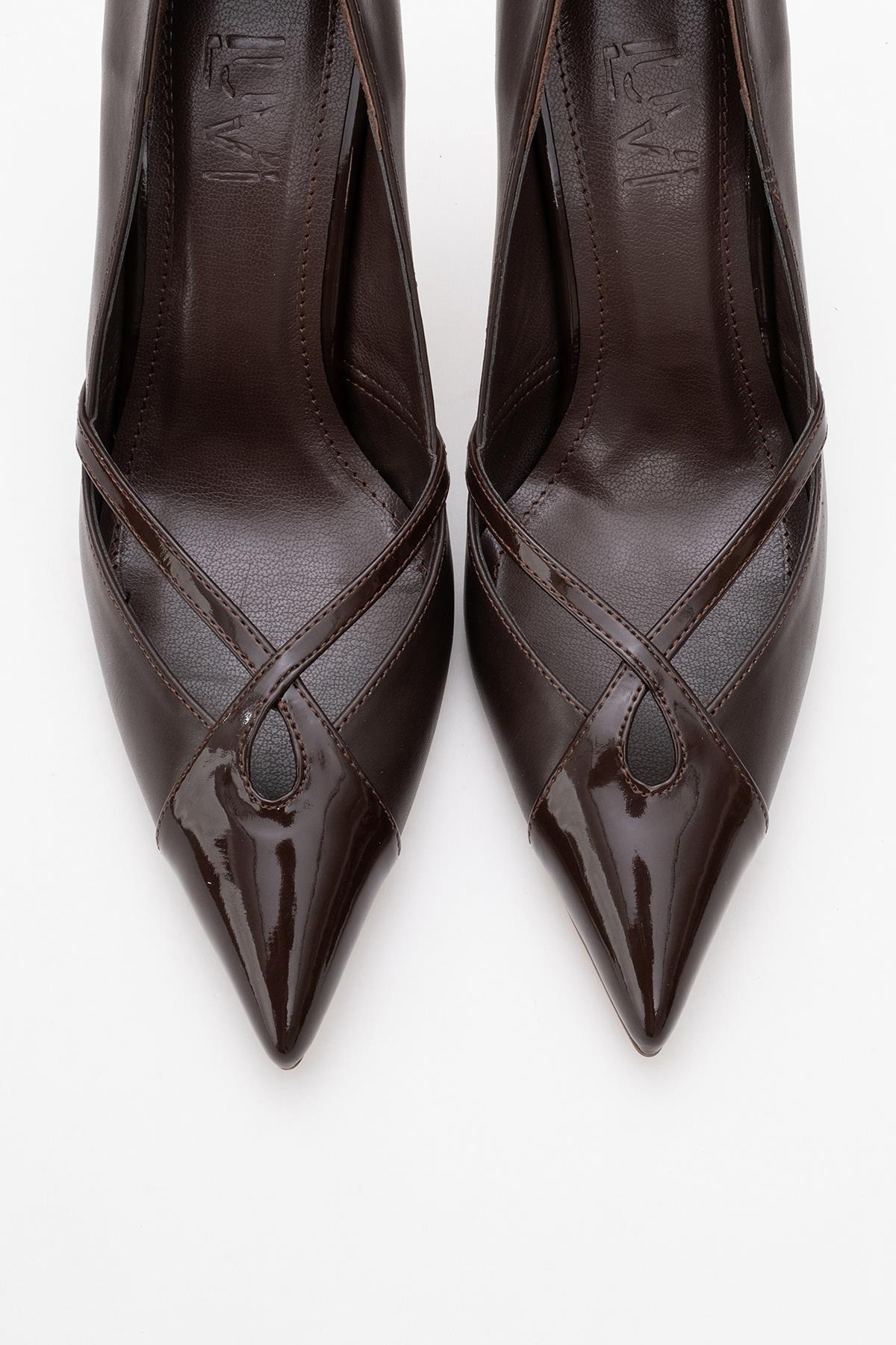 Ruby - Brown Patent Detail High Heel Shoe (Women)