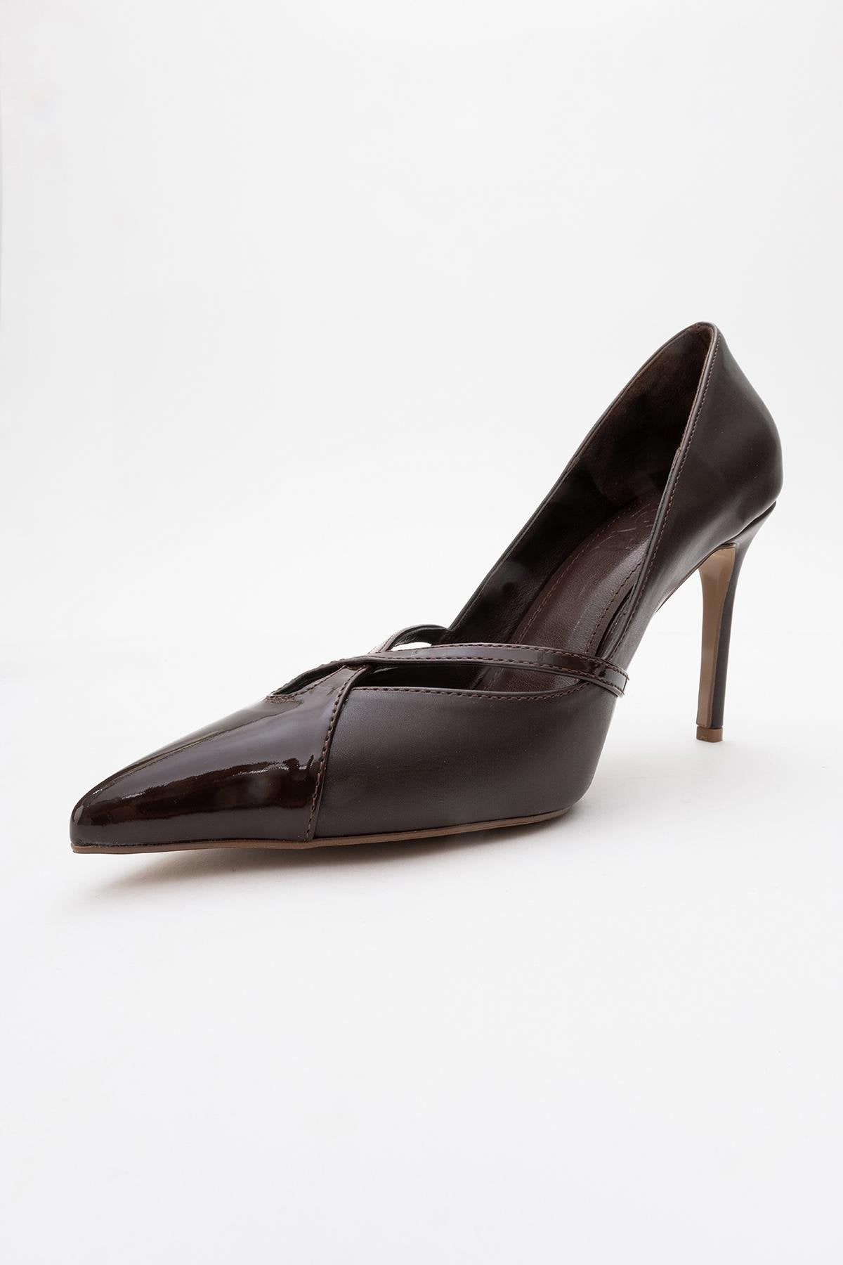 Ruby - Brown Patent Detail High Heel Shoe (Women)