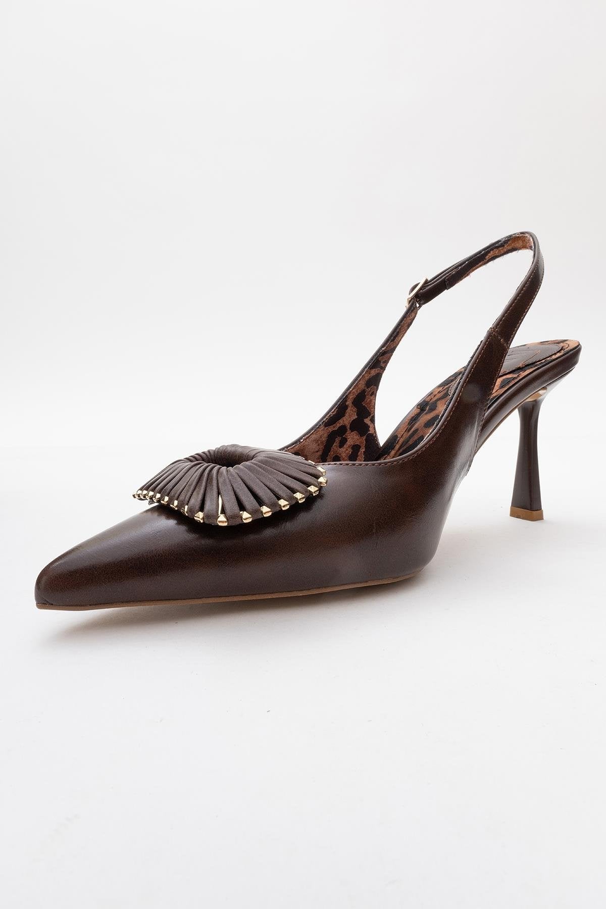 Spera - Brown Patterned Buckle Slingback Stiletto (Women)