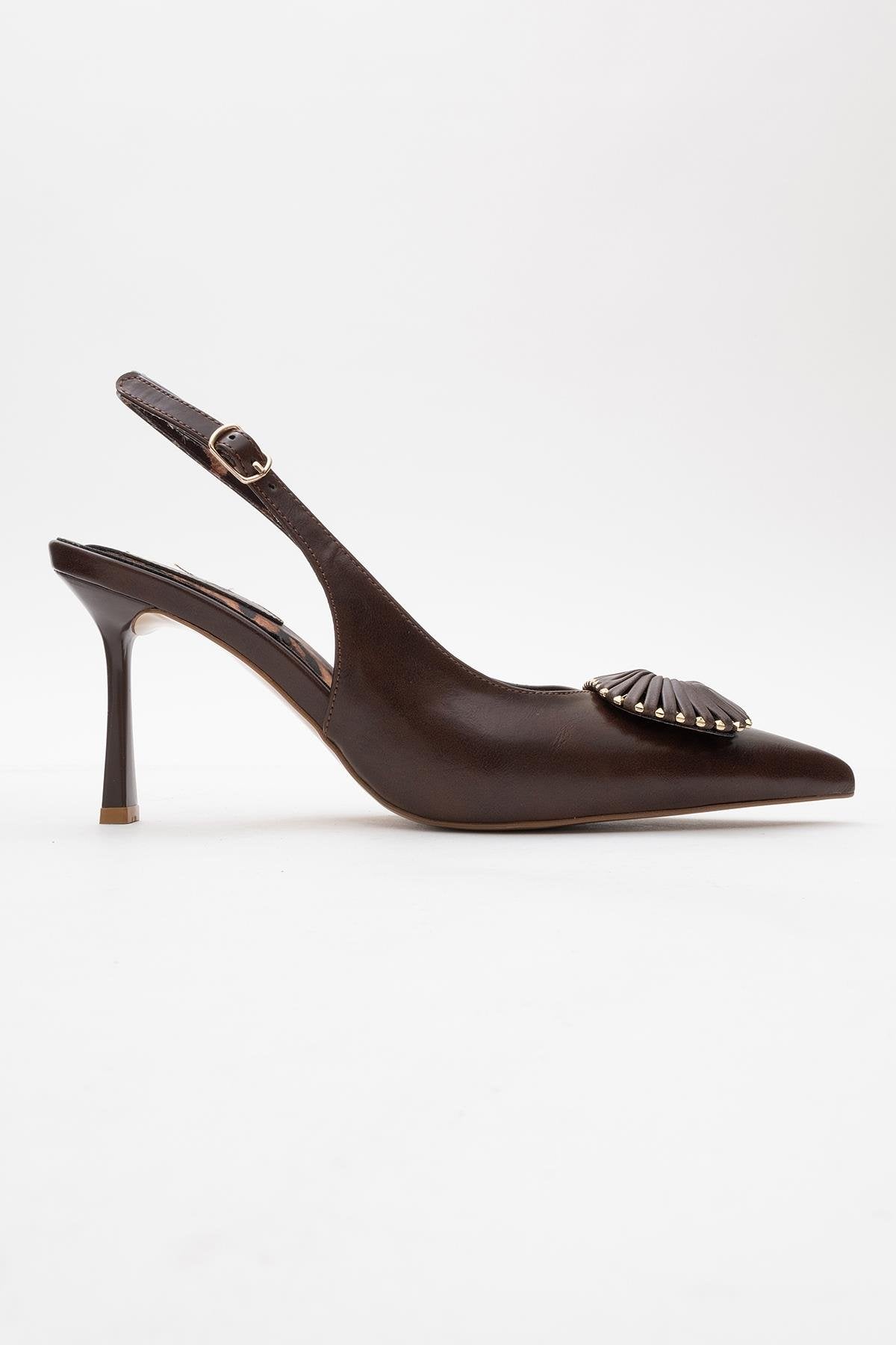 Spera - Brown Patterned Buckle Slingback Stiletto (Women)