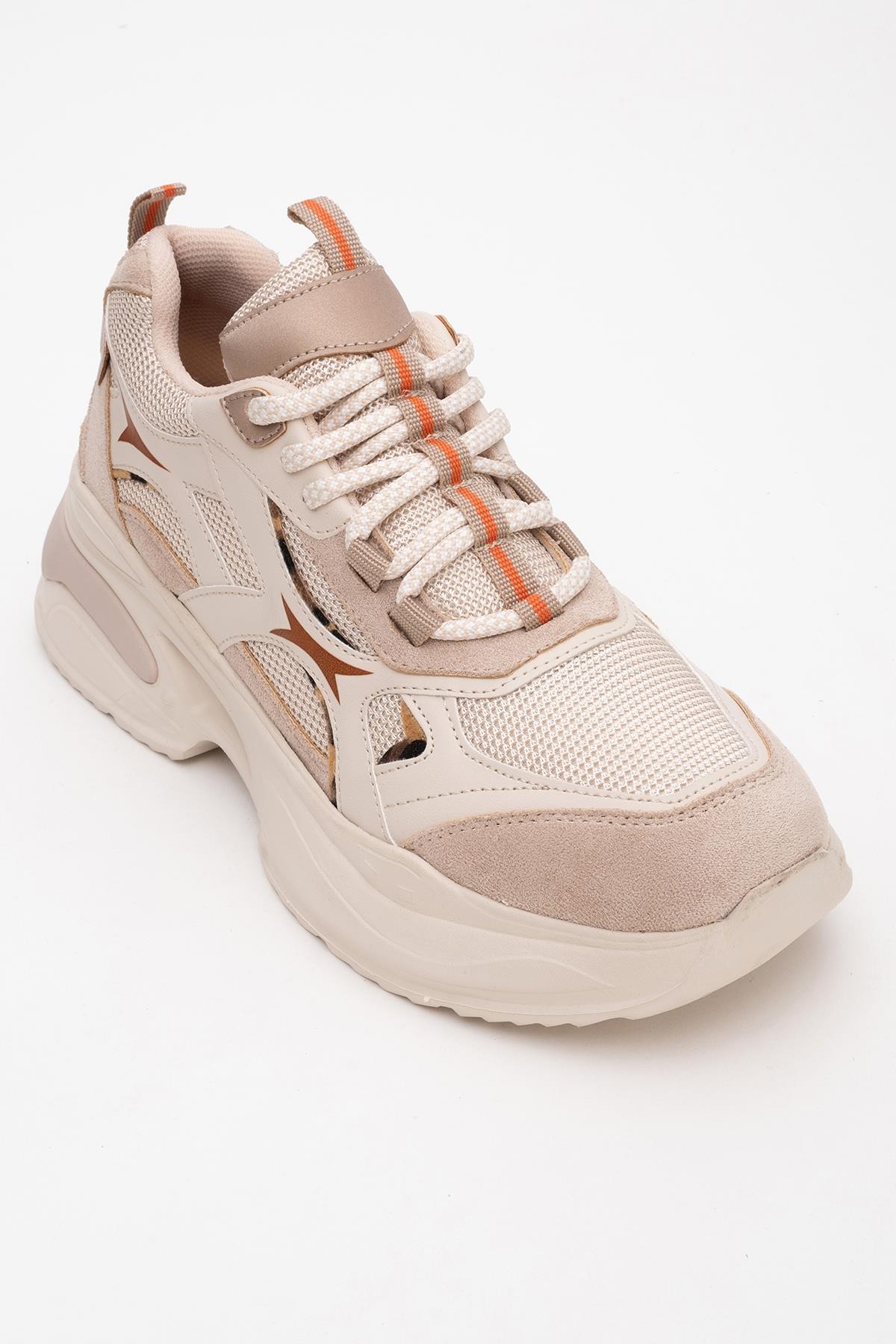 Marron - Beige Patterned Sneaker (Women)