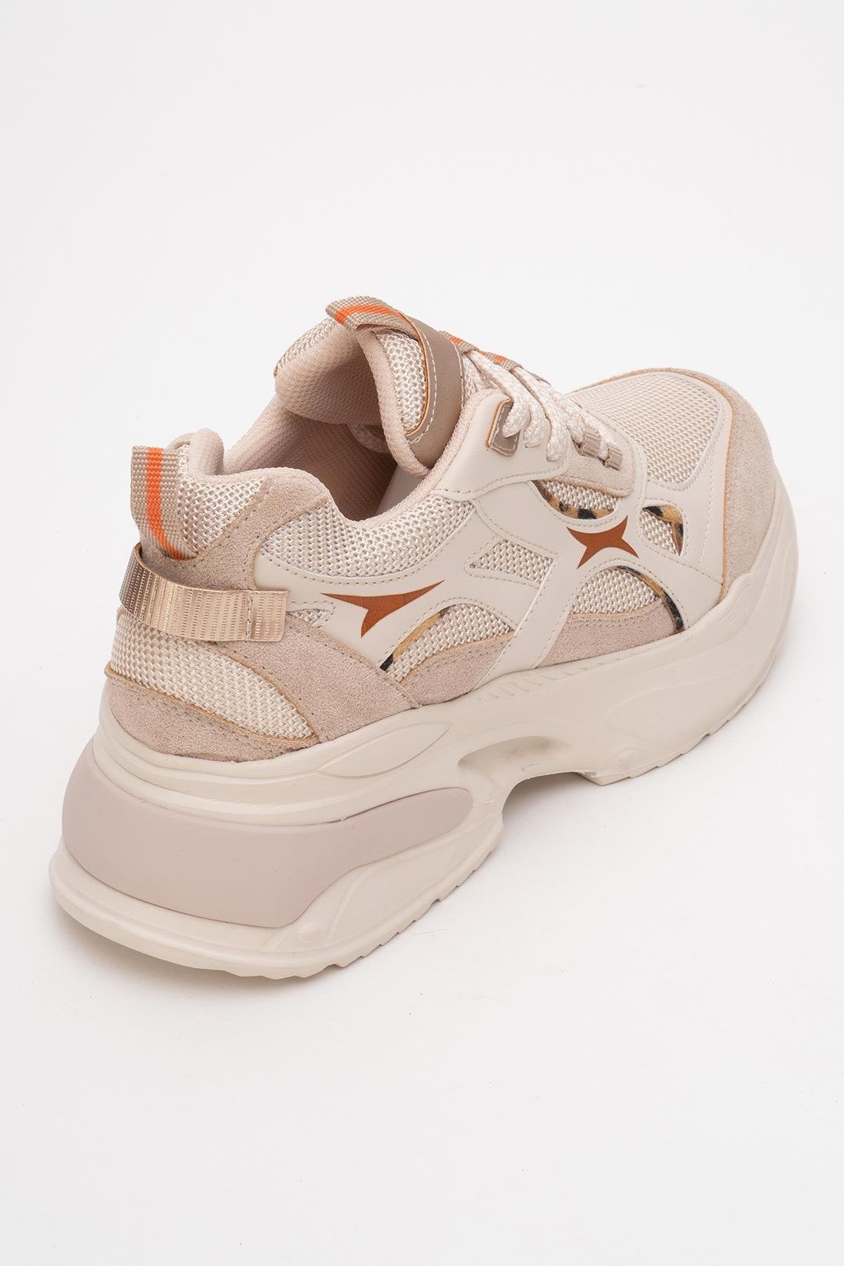 Marron - Beige Patterned Sneaker (Women)