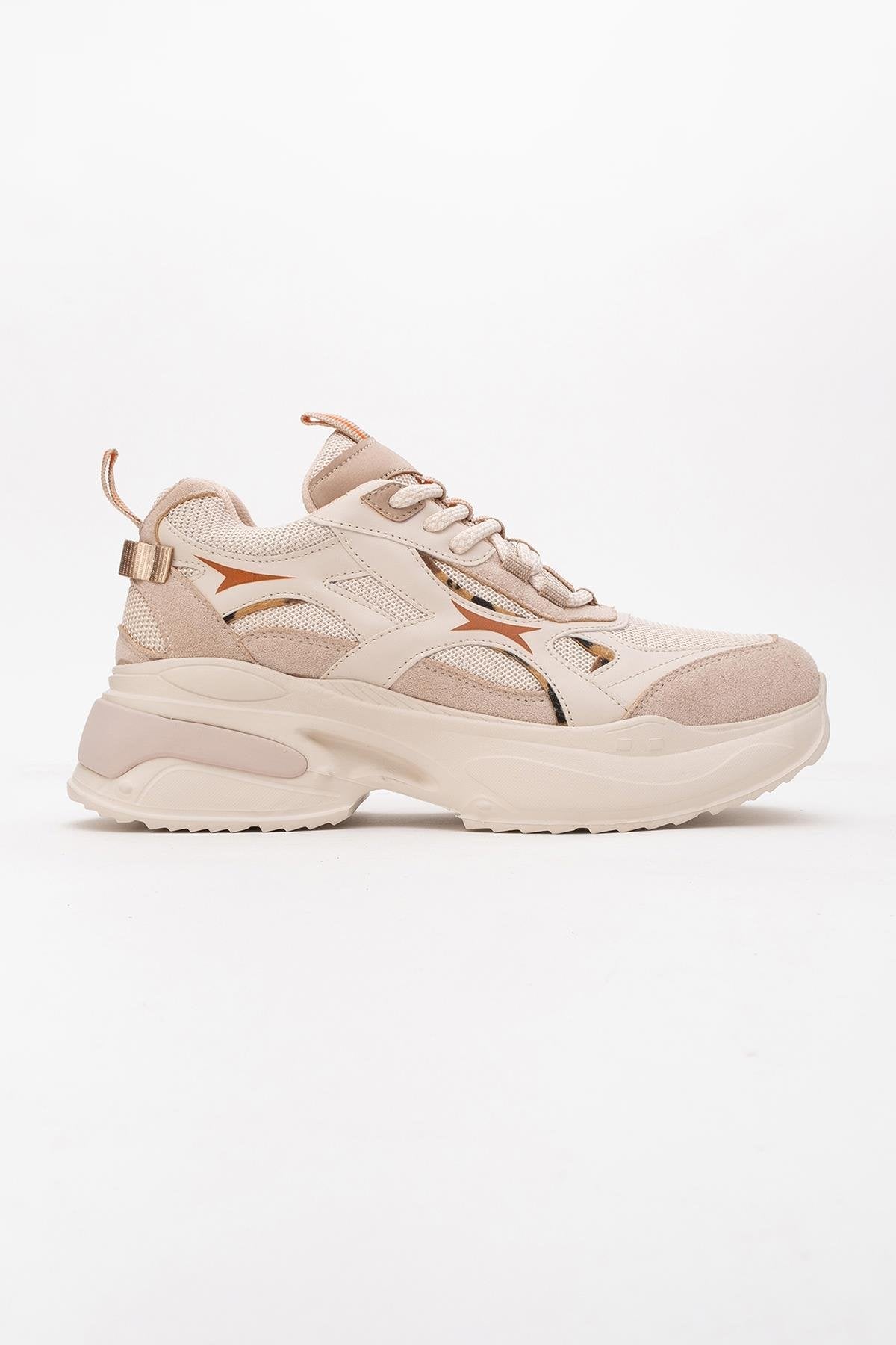 Marron - Beige Patterned Sneaker (Women)