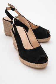 Ryan - Black Suede Leather Espadrilles (Women)