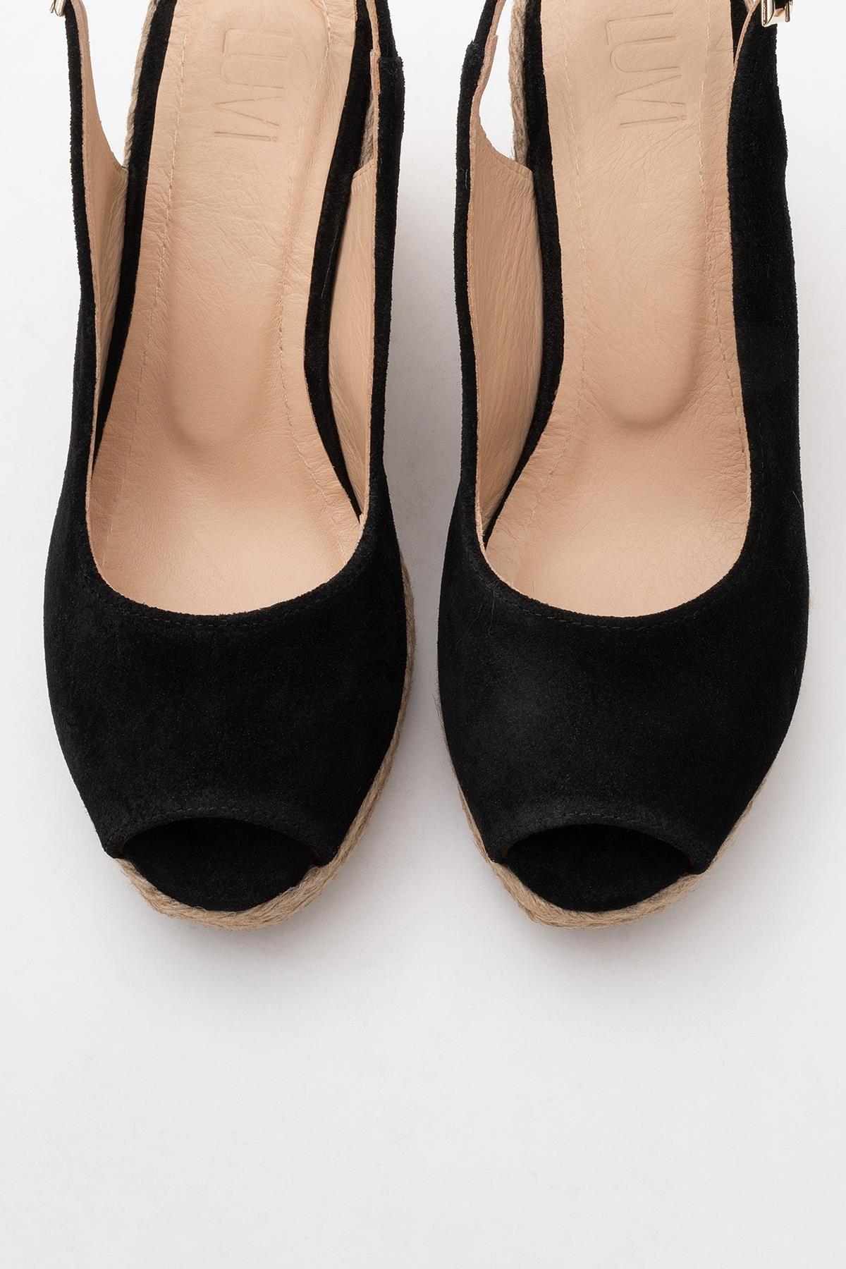 Ryan - Black Suede Leather Espadrilles (Women)