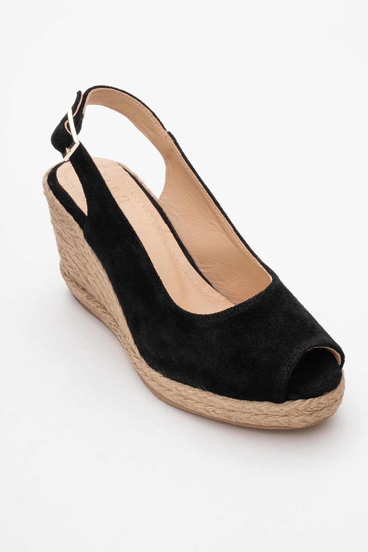 Ryan - Black Suede Leather Espadrilles (Women)