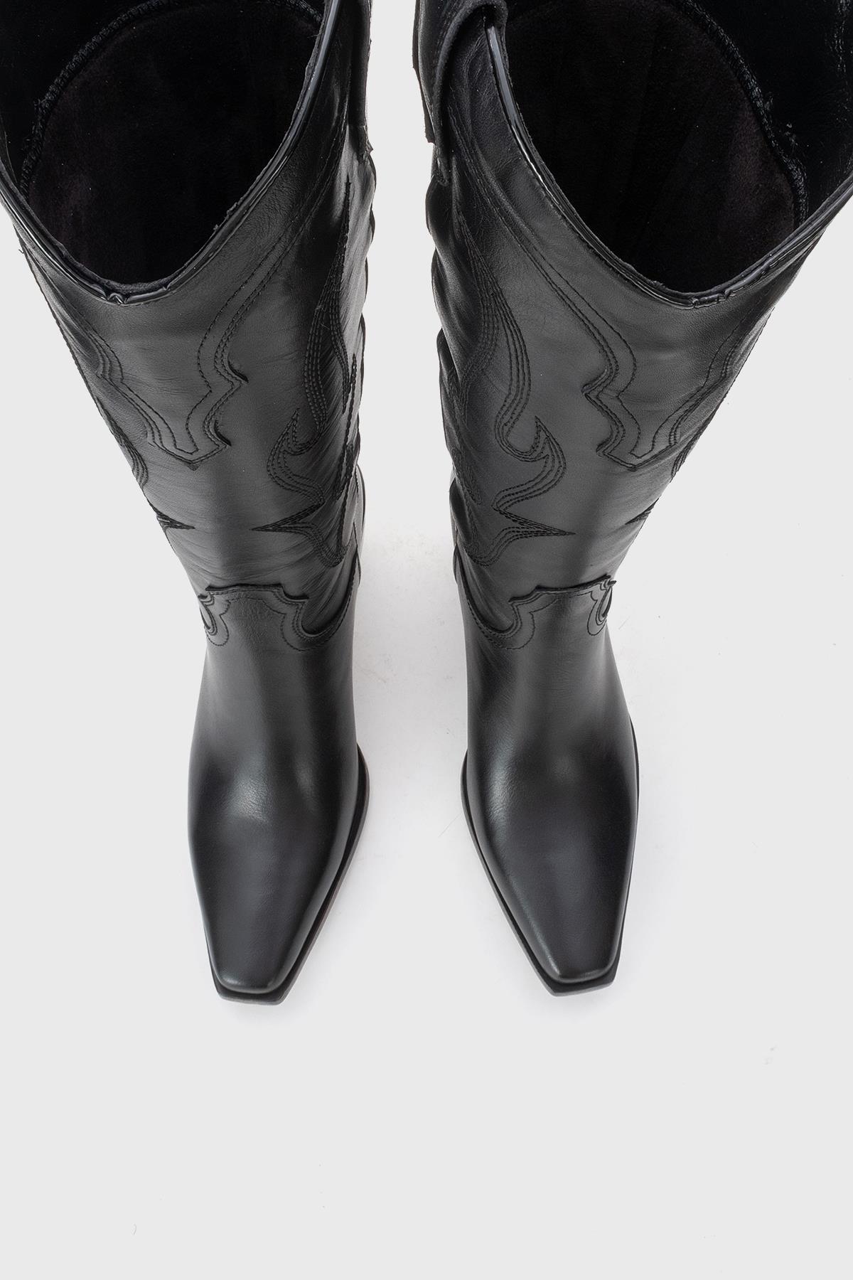 Pietro - Black Genuine Leather Western Boot (Women)