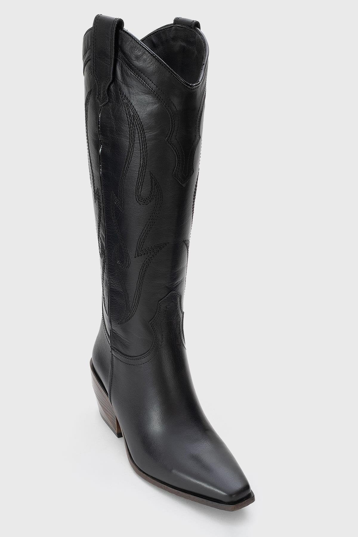 Pietro - Black Genuine Leather Western Boot (Women)