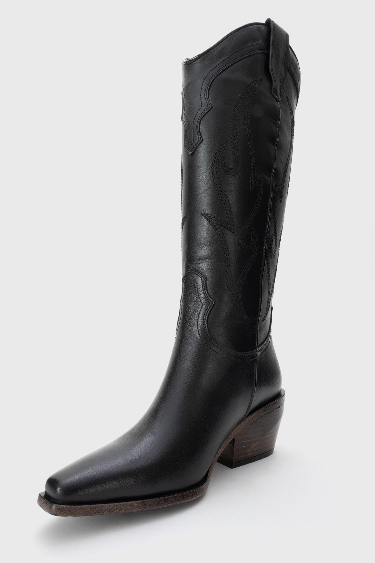 Pietro - Black Genuine Leather Western Boot (Women)