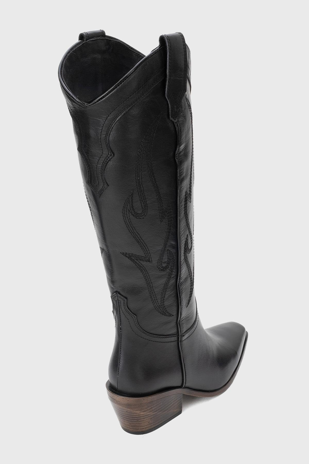 Pietro - Black Genuine Leather Western Boot (Women)