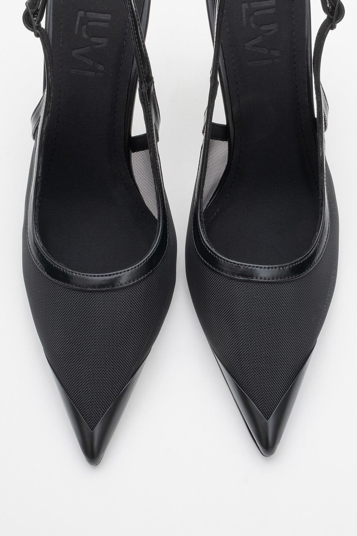 Venas - Black Mesh Slingback Stiletto (Women)