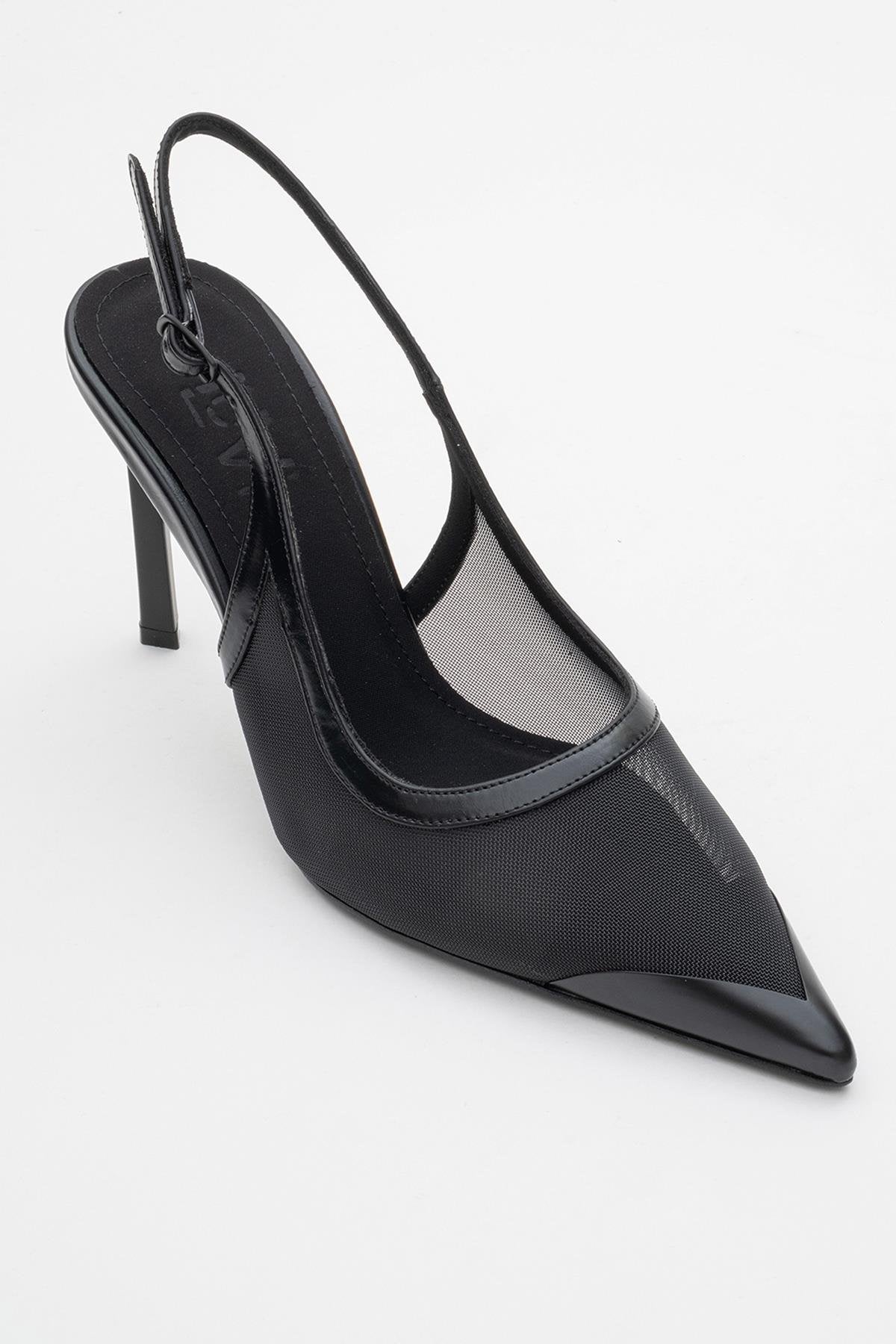Venas - Black Mesh Slingback Stiletto (Women)