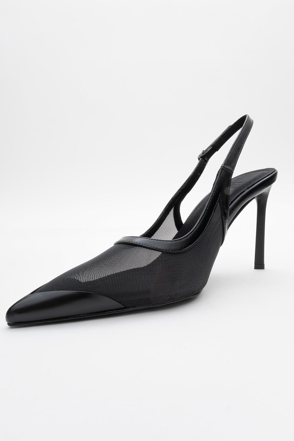 Venas - Black Mesh Slingback Stiletto (Women)
