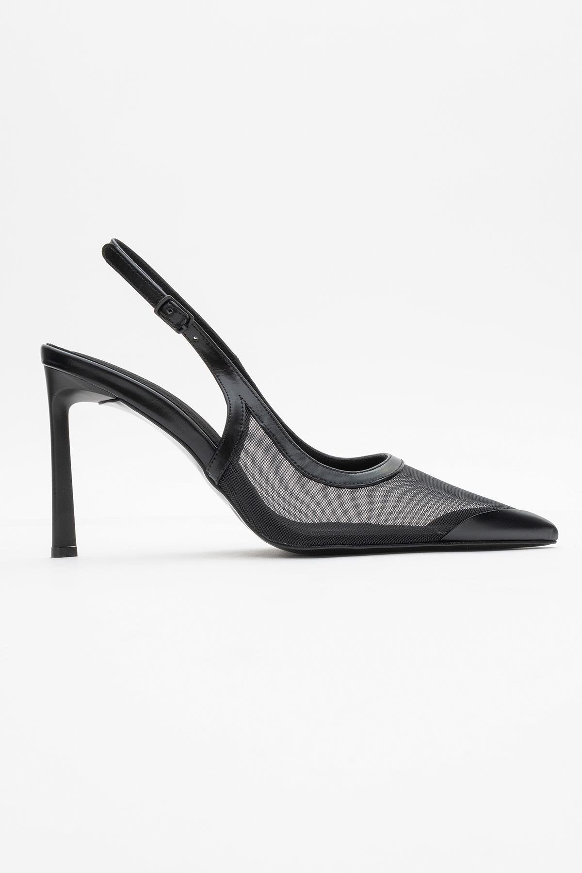 Venas - Black Mesh Slingback Stiletto (Women)