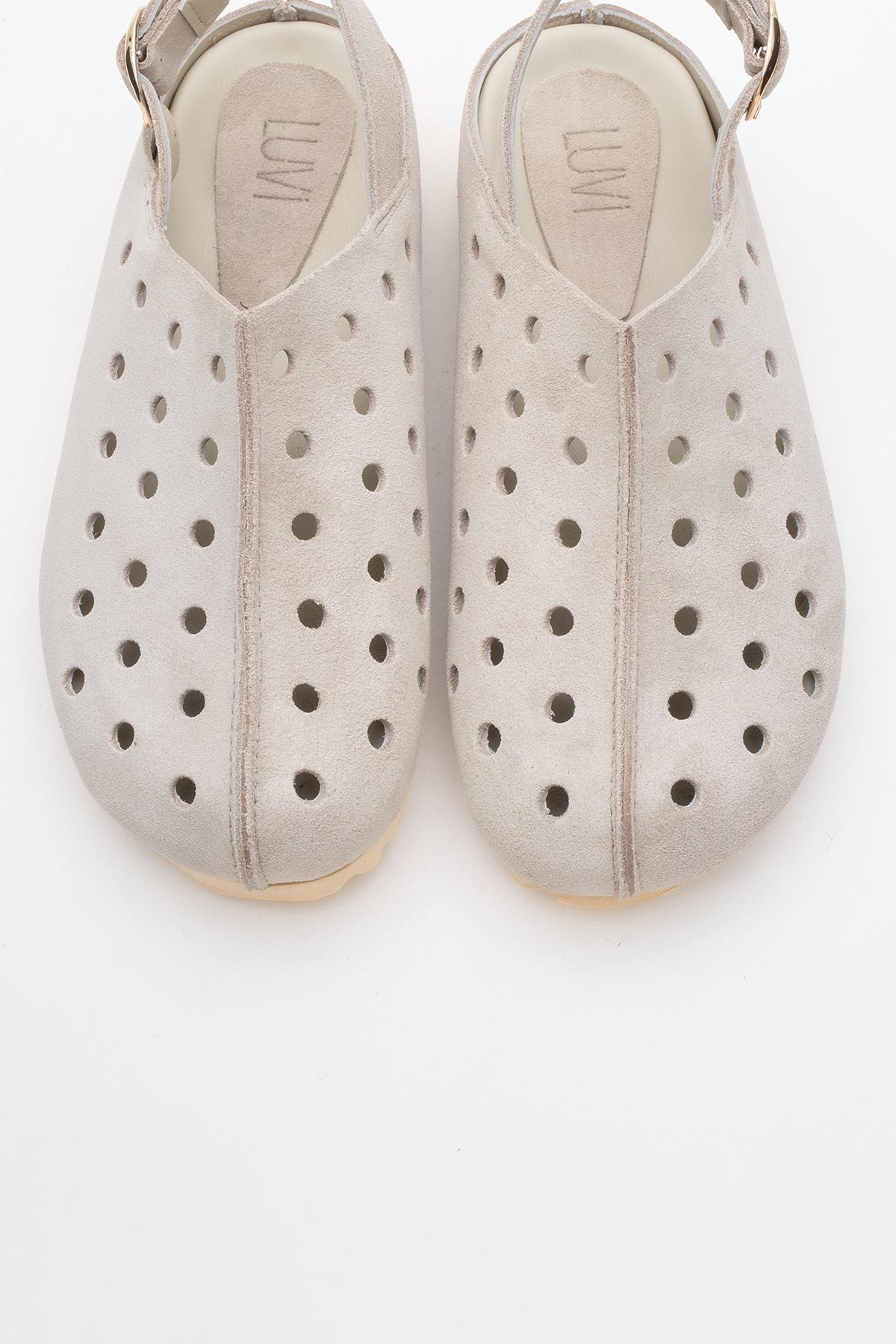 Justa - Beige Genuine Leather Sandal (Women)