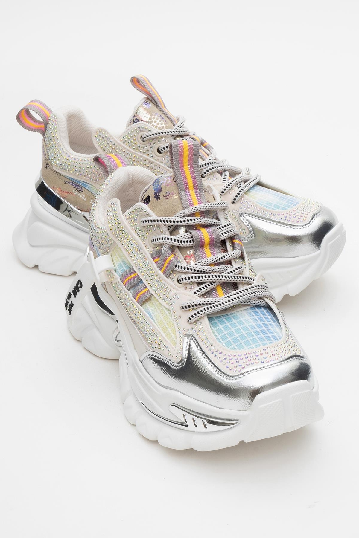 Noi - White/Silver Embellished Sneaker (Women)