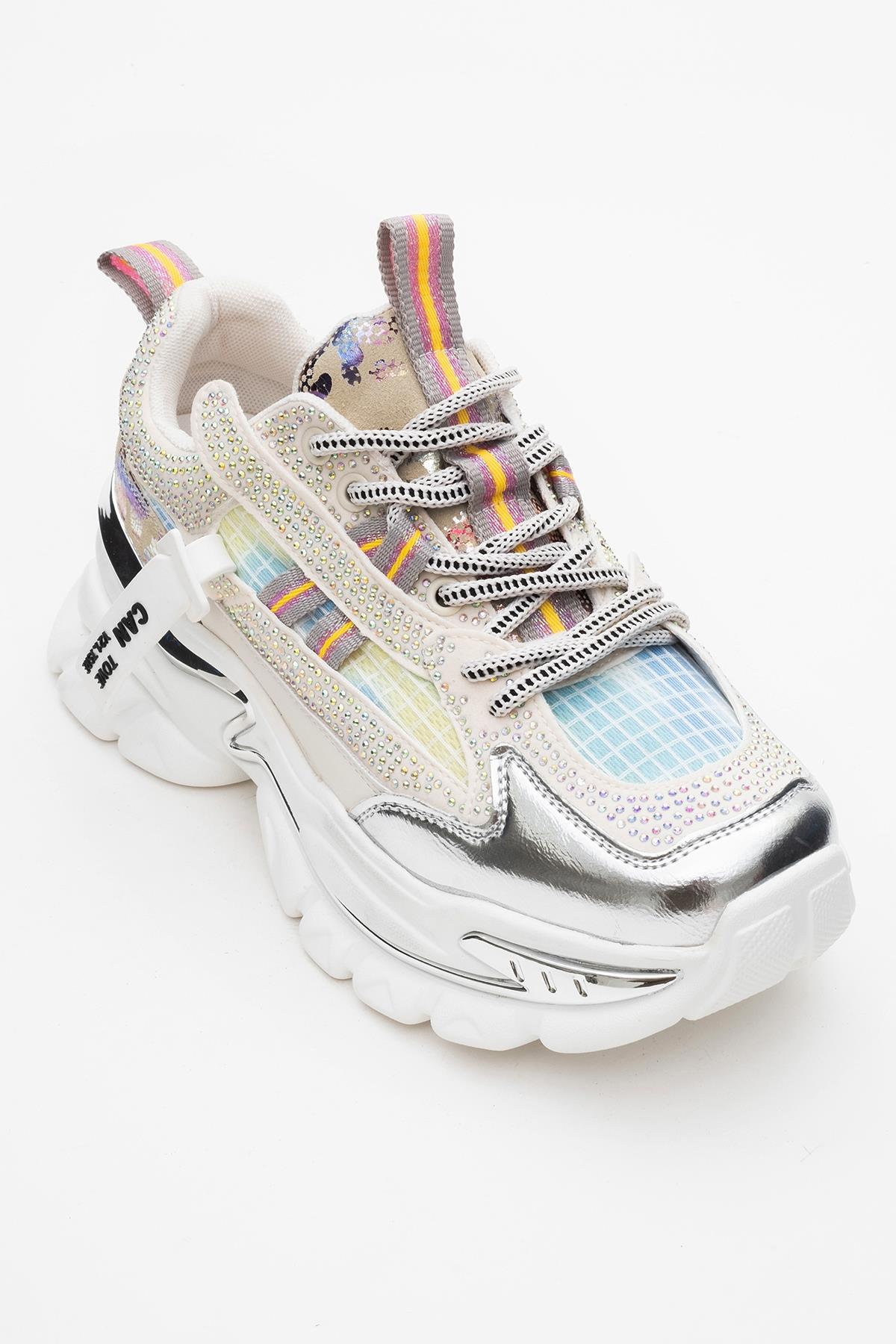 Noi - White/Silver Embellished Sneaker (Women)