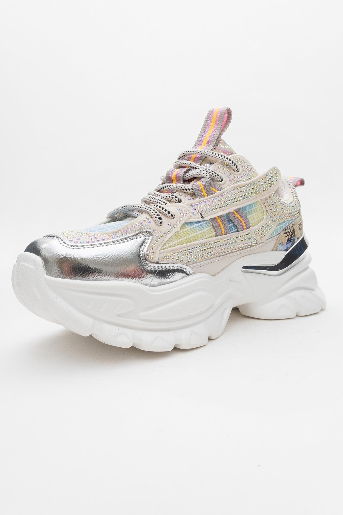 Noi - White/Silver Embellished Sneaker (Women)