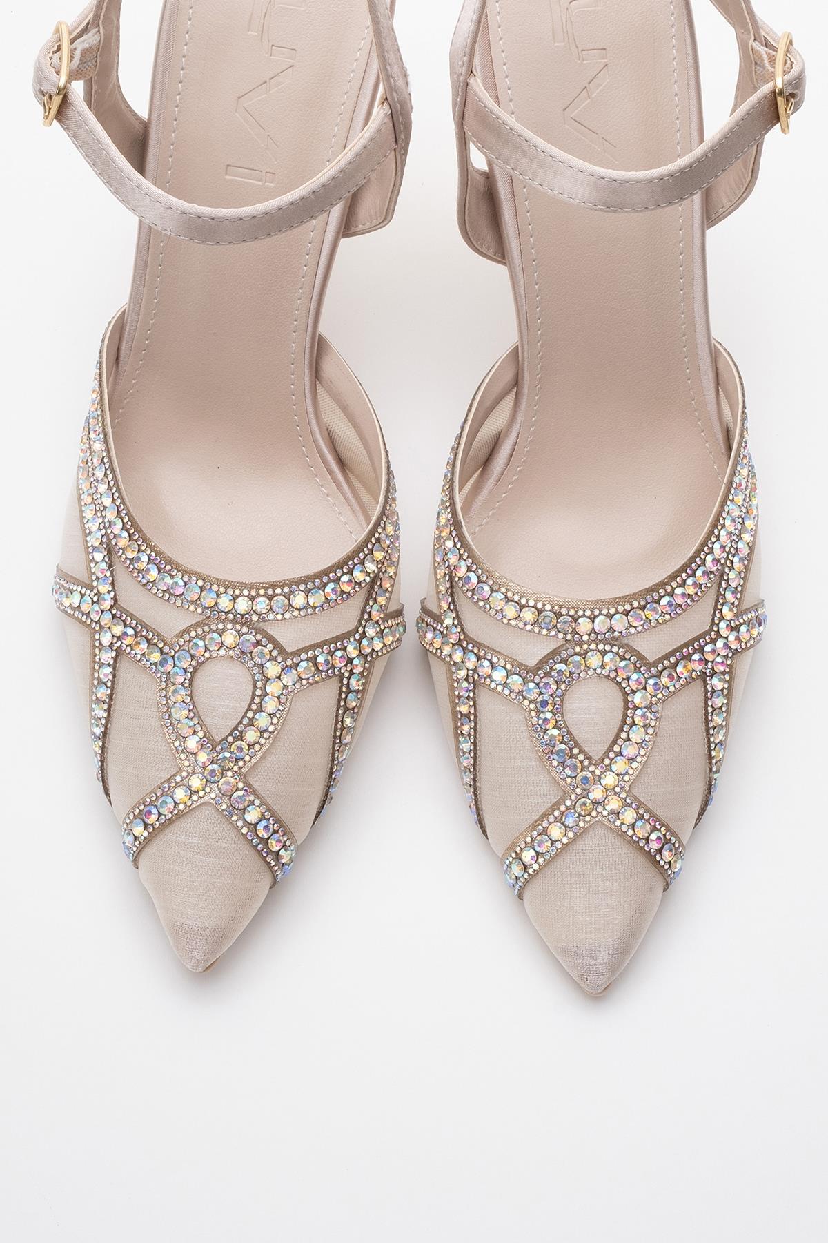 Volby - Beige Embellished Evening Shoe (Women)