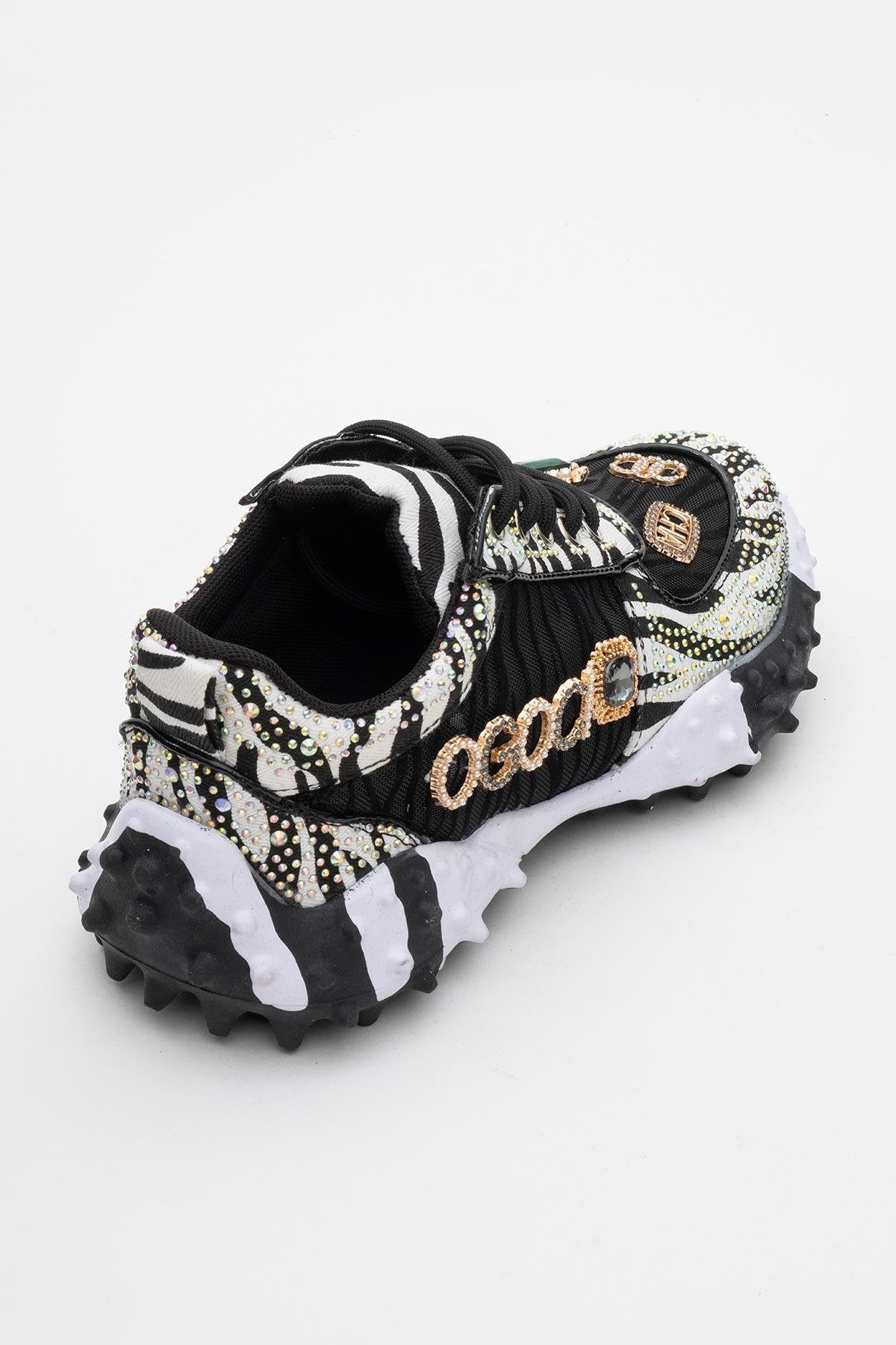 Vero - Black Patterned Jeweled Sneaker (Women)