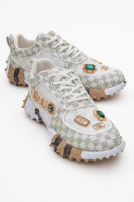 Vero - White Patterned Jeweled Sneaker (Women)