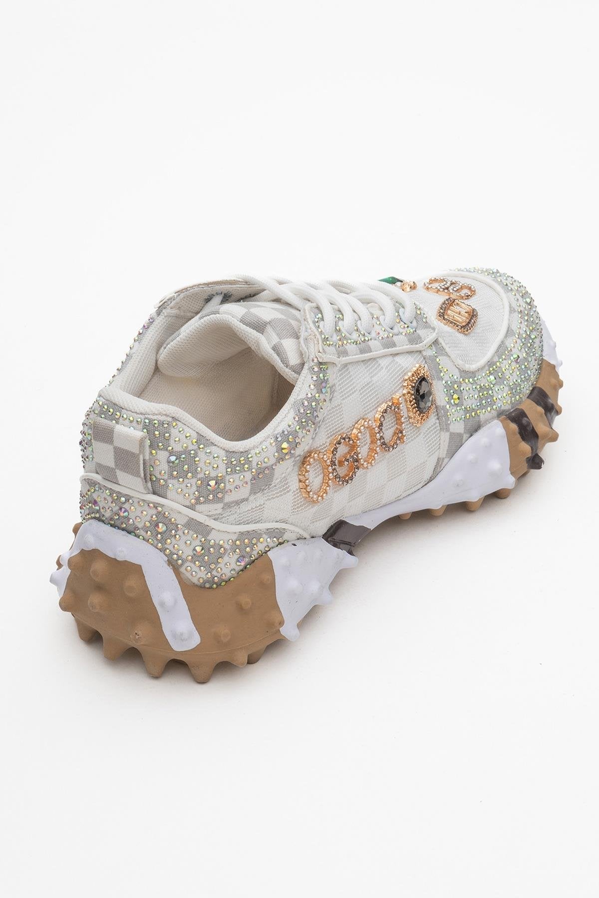 Vero - White Patterned Jeweled Sneaker (Women)