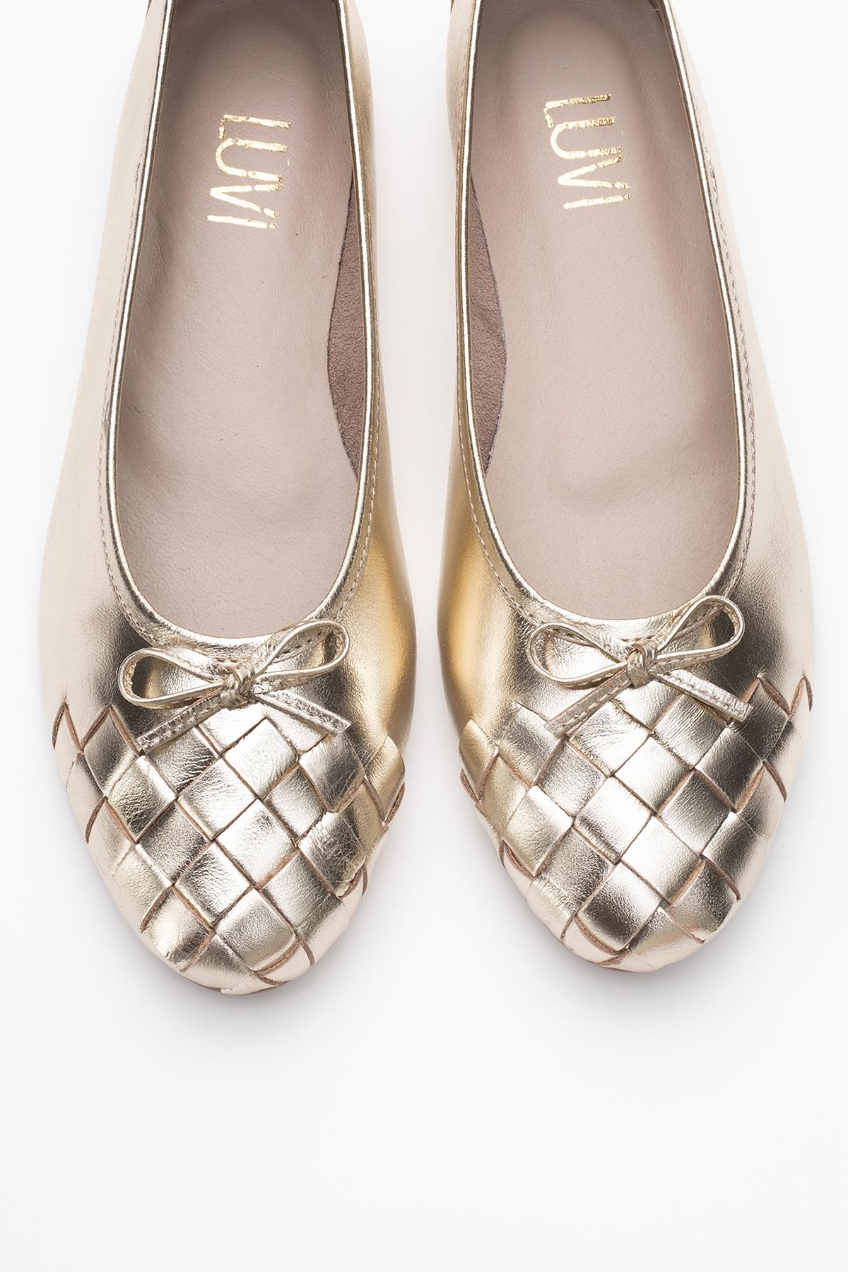 03 - Gold Genuine Leather Ballet Flat (Women)