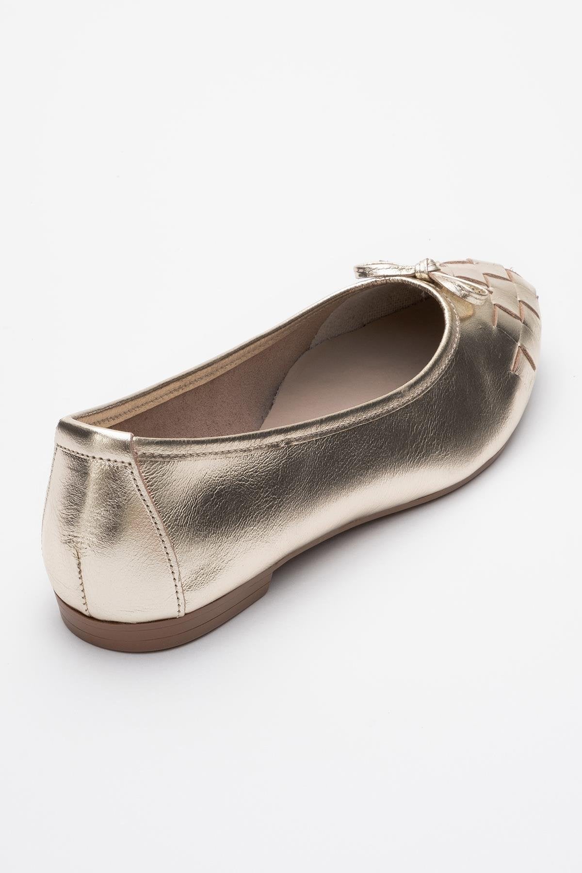 03 - Gold Genuine Leather Ballet Flat (Women)