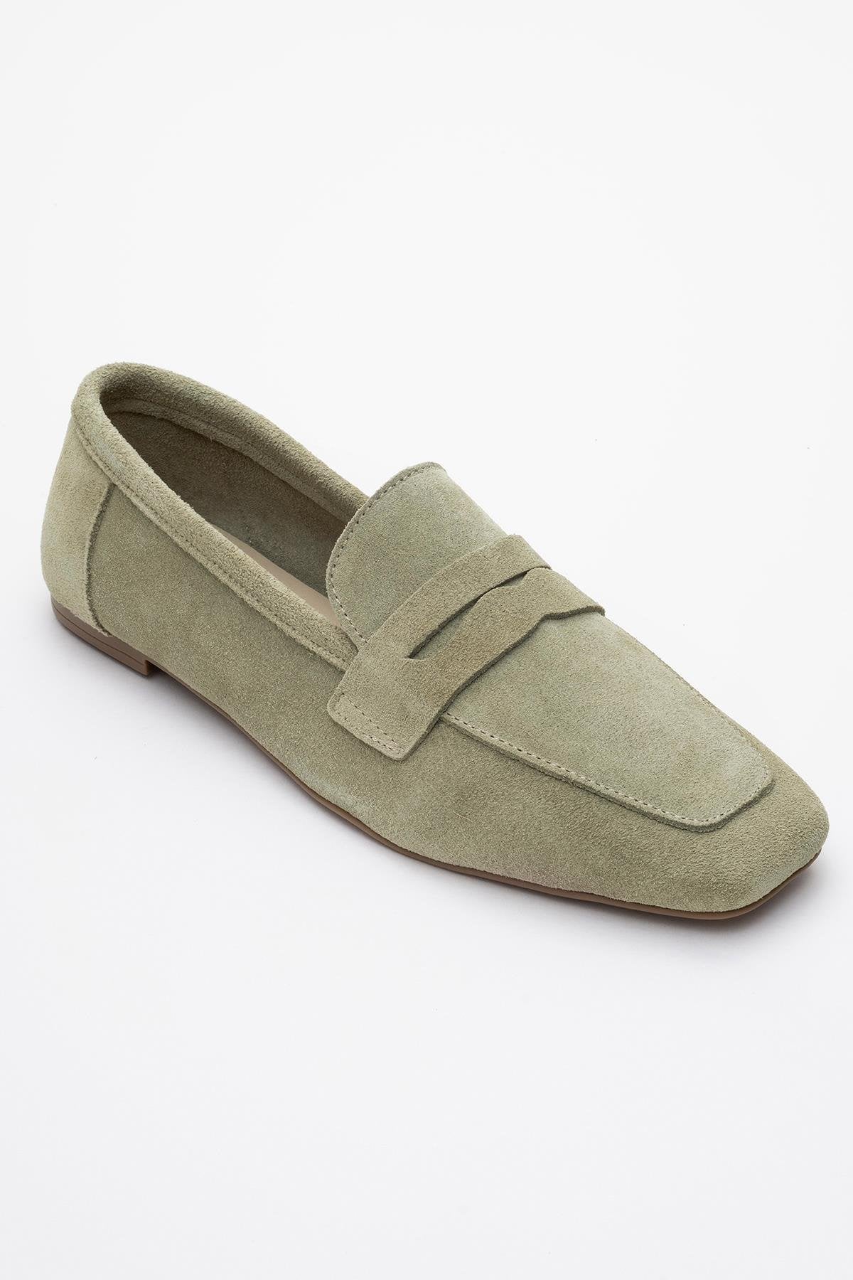 Morne - Sage Green Suede Leather Loafers (Women)