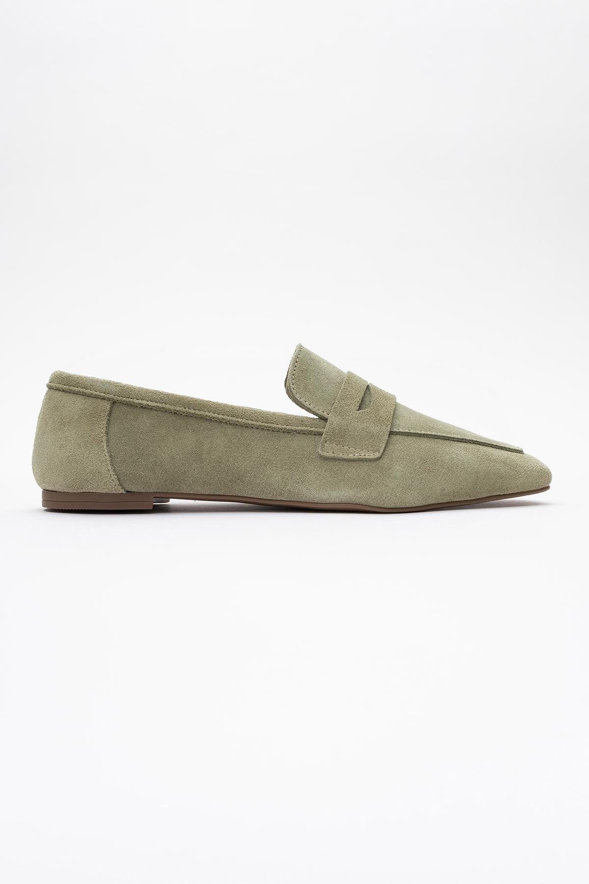 Morne - Sage Green Suede Leather Loafers (Women)